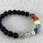 PULSERA DE ONIX MATE CON LOS CHAKRAS