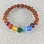 Pulsera Mala semilla de Rudraksha y minerales siete chakras